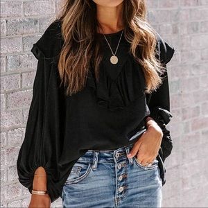 🖤Black Ruffle Victorian-inspired Blouse